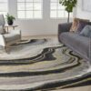 Nourison tapijt Prismatic PRS31 CHAGY CHARCOAL GREY 9x12 099446100542 interior 1